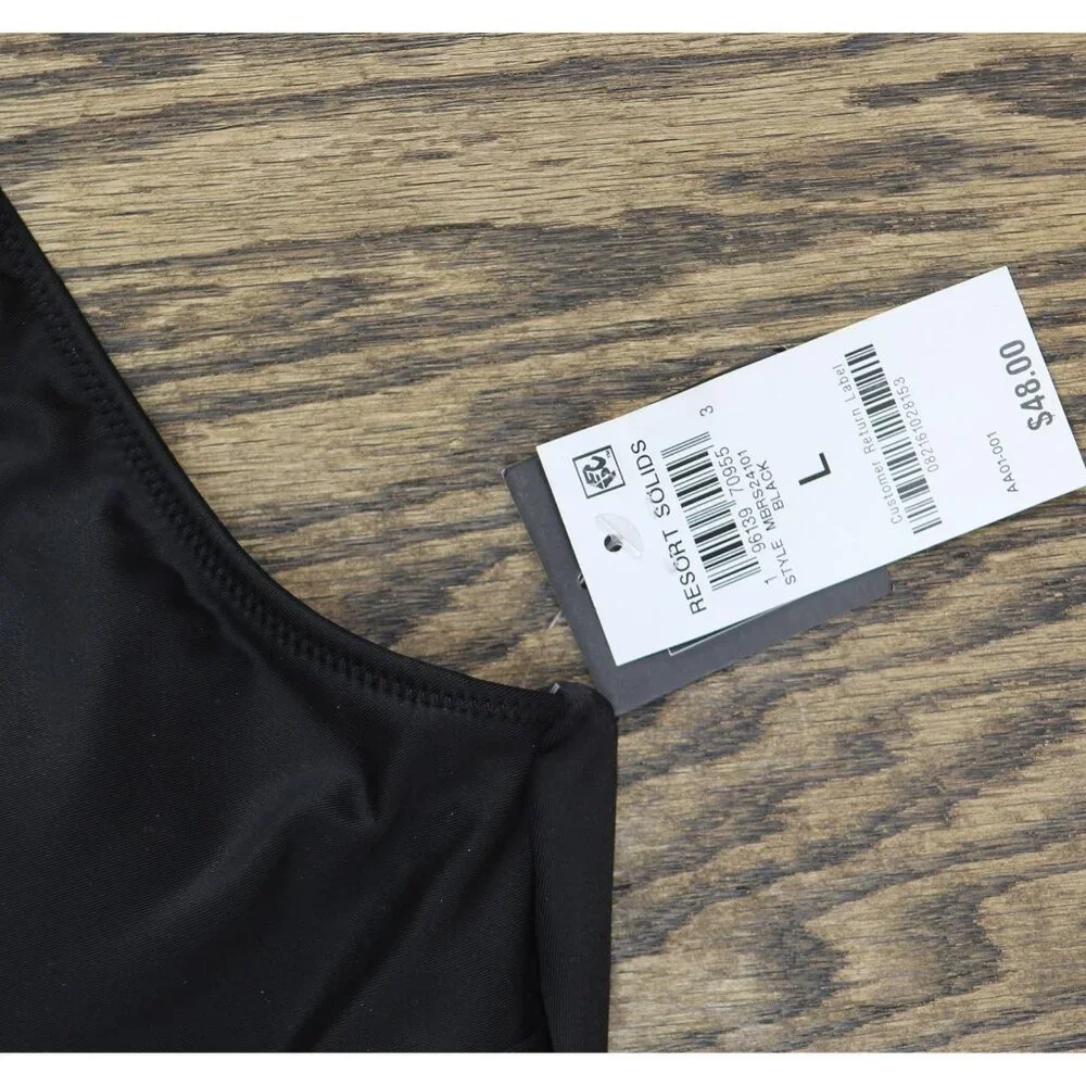 NWT Bar III Womens Resort Solids Keyhole Bikini Top Crossover MBRS24101 Black L